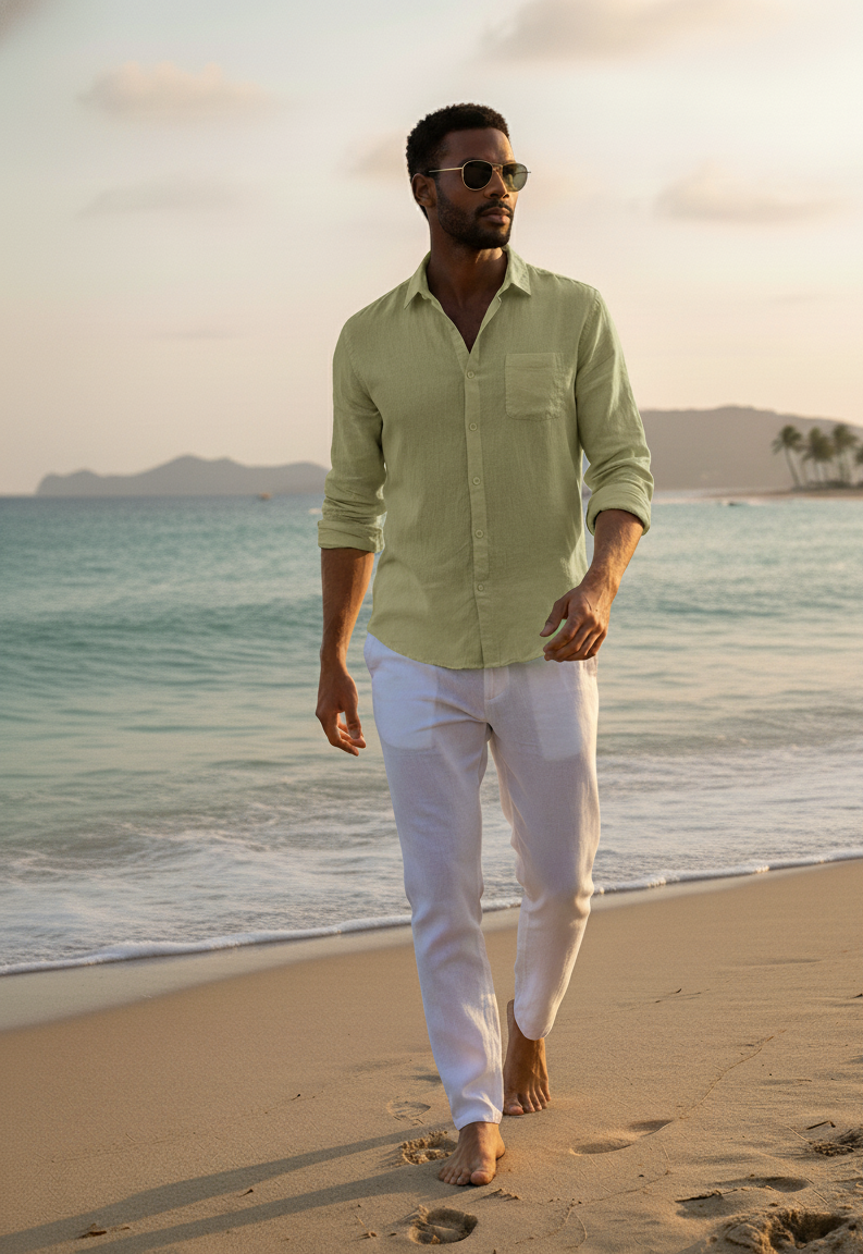Linen Breeze Shirt - Mint Green