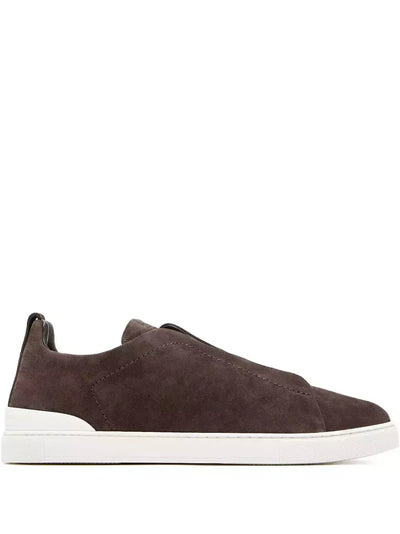 ZGN Triple Stitch Suede Sneakers – Dark Brown