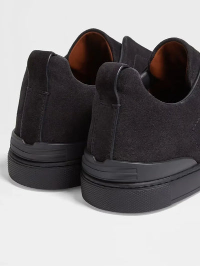 ZGN Triple Stitch Black Suede Sneakers