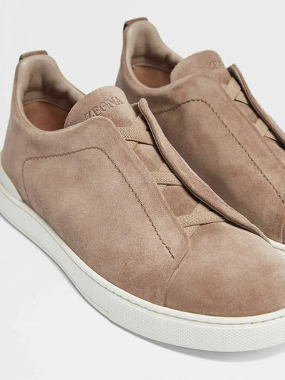 ZGN Triple Stitch Taupe Suede Sneakers