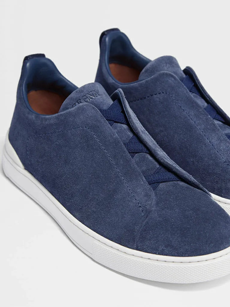 ZGN Triple Stitch Navy Suede Sneakers
