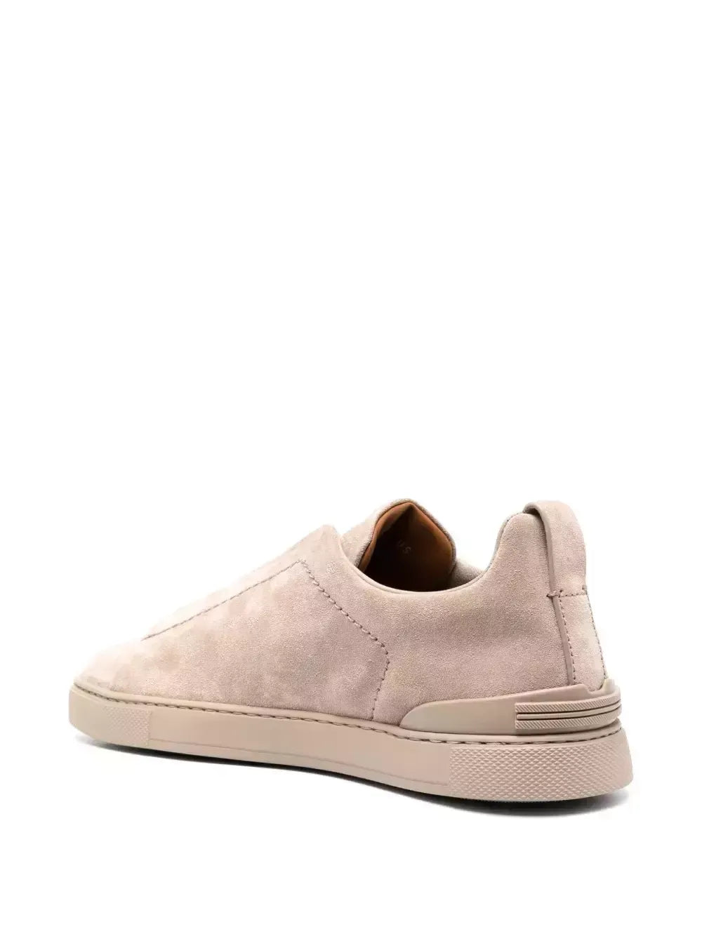 ZGN Triple Stitch Leather Sneakers – Beige
