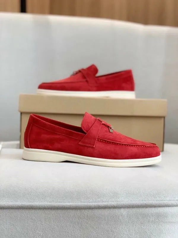 LRP Summer Walk Loafers – Red Suede (Metal Detail)