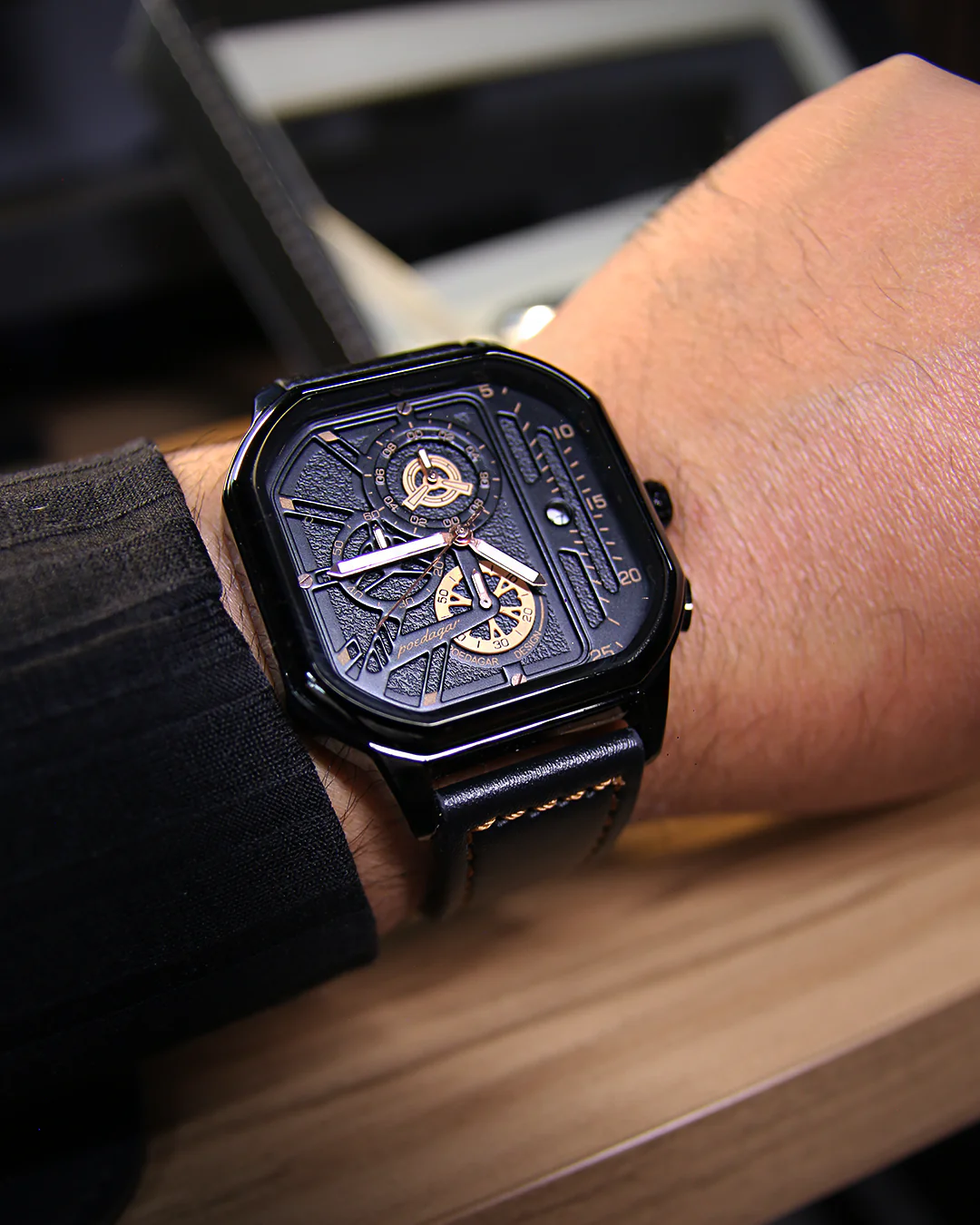 Apex Square Chronograph Watch - Black