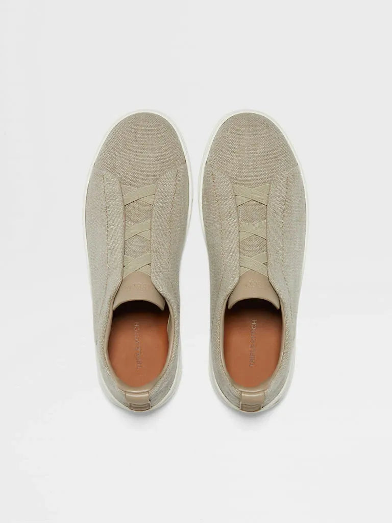 ZGN Triple Stitch Canvas Sneakers – Sand