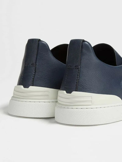 ZGN Triple Stitch Leather Sneakers – Navy