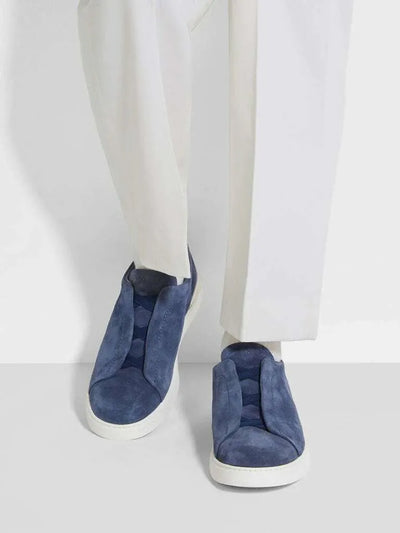 ZGN Triple Stitch Navy Suede Sneakers