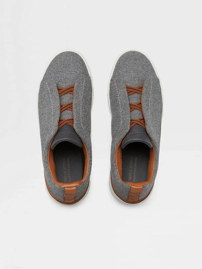 ZGN Triple Stitch Wool Leather Sneakers – Grey/Brown