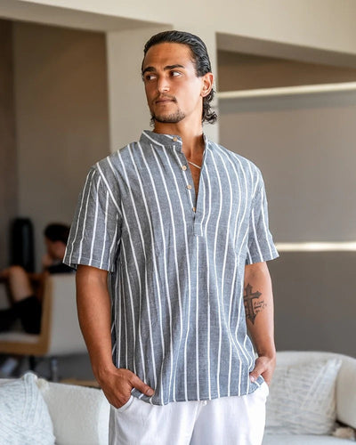 Linen Stripe Shirt – Gray