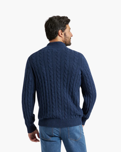Verbier Heritage Cable Knit Zip Sweater – Marine