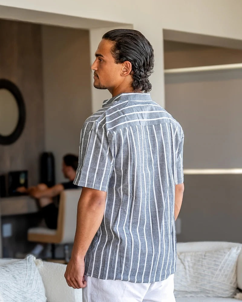 Linen Stripe Shirt – Gray