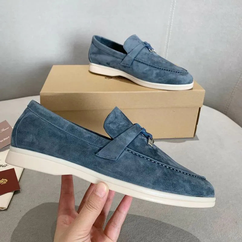 LRP Summer Walk Loafers – Blue Suede (Metal Detail)