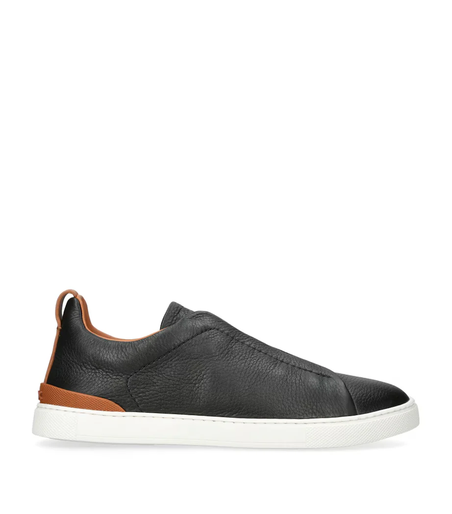 ZGN Triple Stitch Leather Sneakers Black