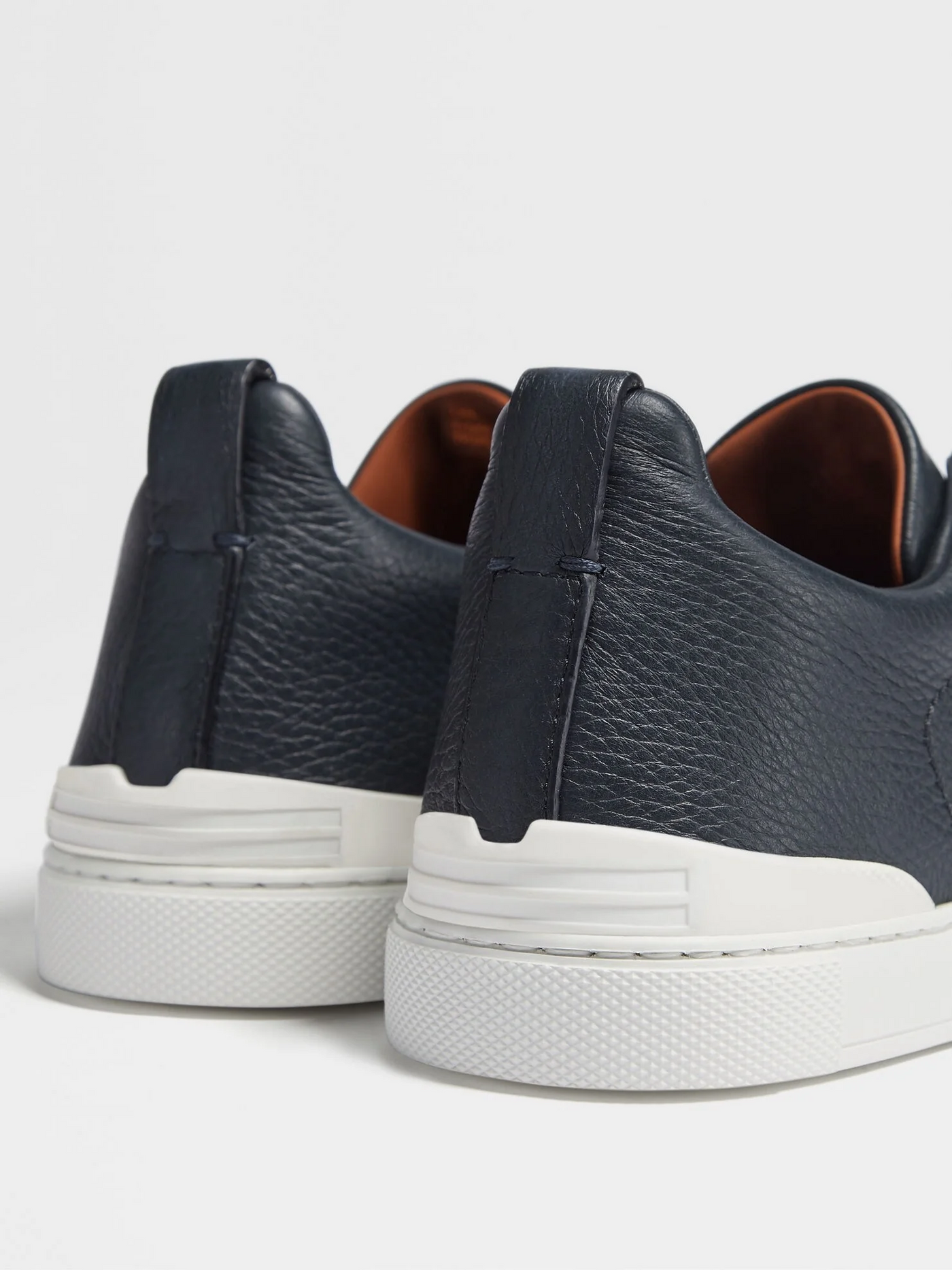 ZGN Triple Stitch Navy Blue Leather Sneakers