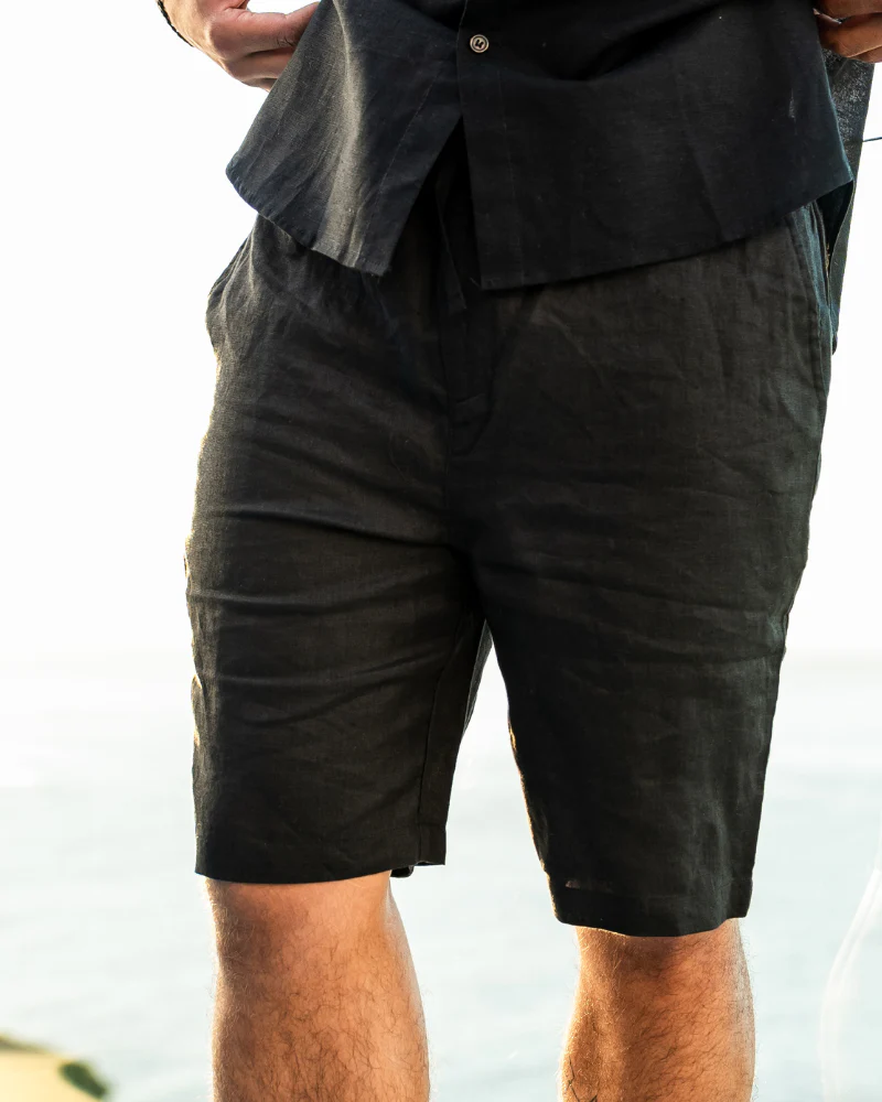 Linen Ease Shorts – Black