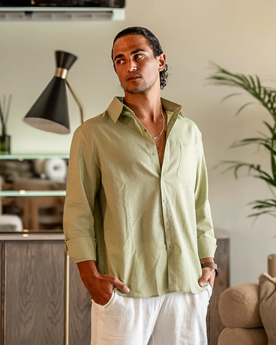 Linen Breeze Shirt - Mint Green