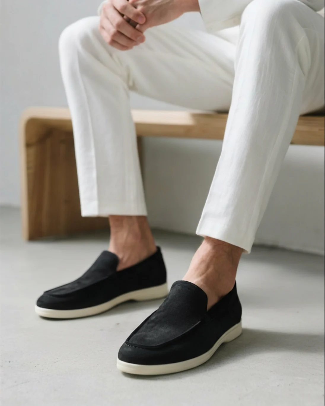 Suede Comfort Loafers – Black