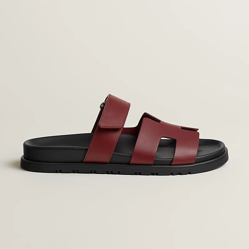 HMS Chypre Leather Sandal – Burgundy