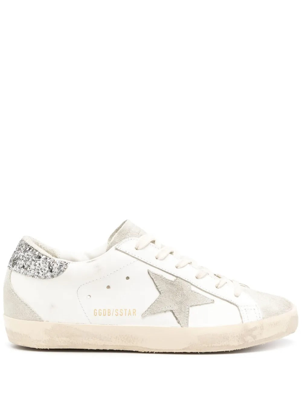 GGS Super-Star White Leather Glitter Heel
