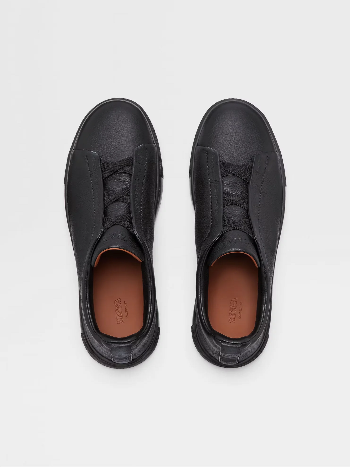 ZGN Triple Stitch Black Leather Sneakers