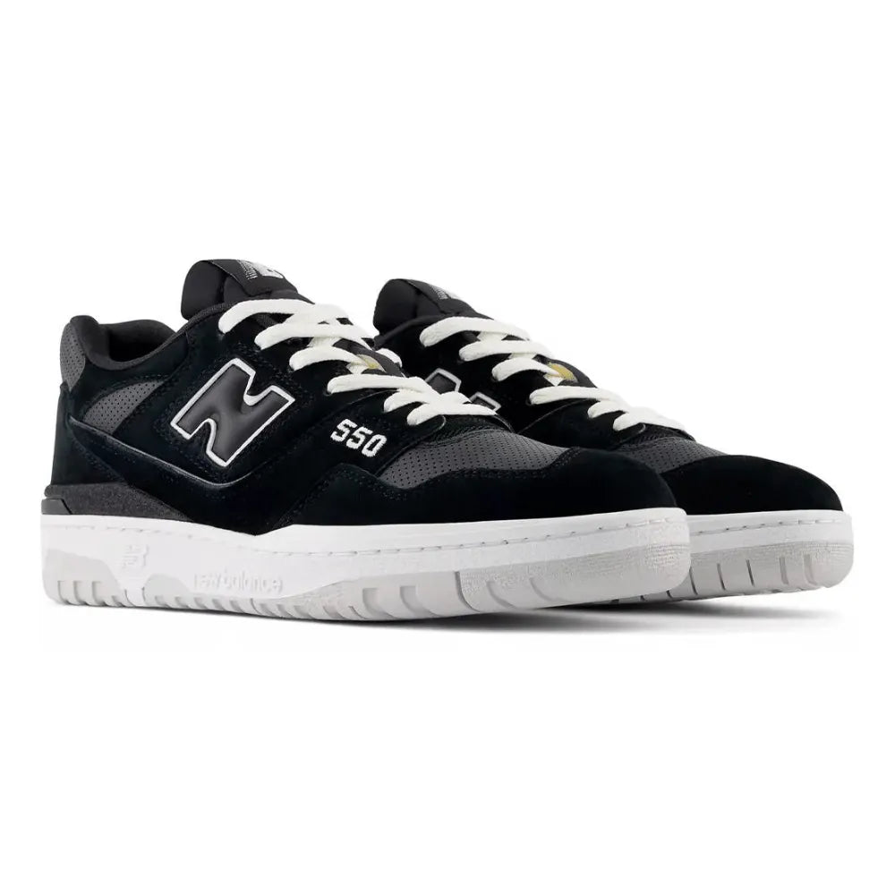NB 550 Suede Perforated Leather – Black/White