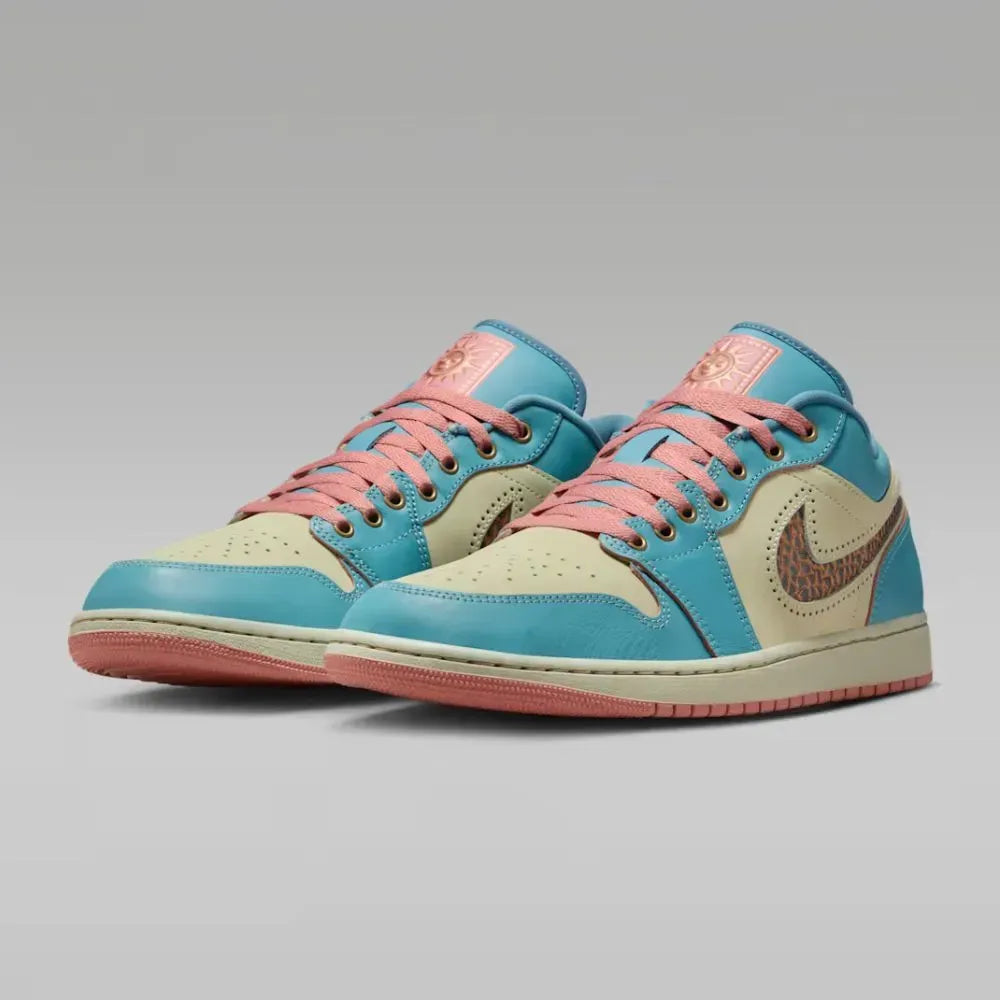 AJ 1 Low - Denim Turquoise Red Stardust Light Stone Smoky Blue