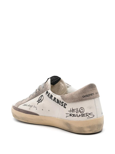 GGS Super-Star Leather Sneakers – Text Print White/Beige