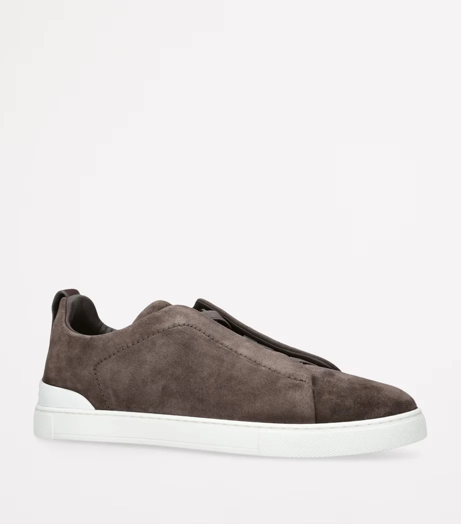 Dark Grey ZGN Triple Stitch Suede Sneakers