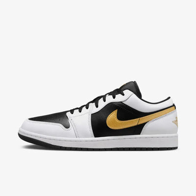 AJ 1 Low - White Black Metallic Gold Swoosh