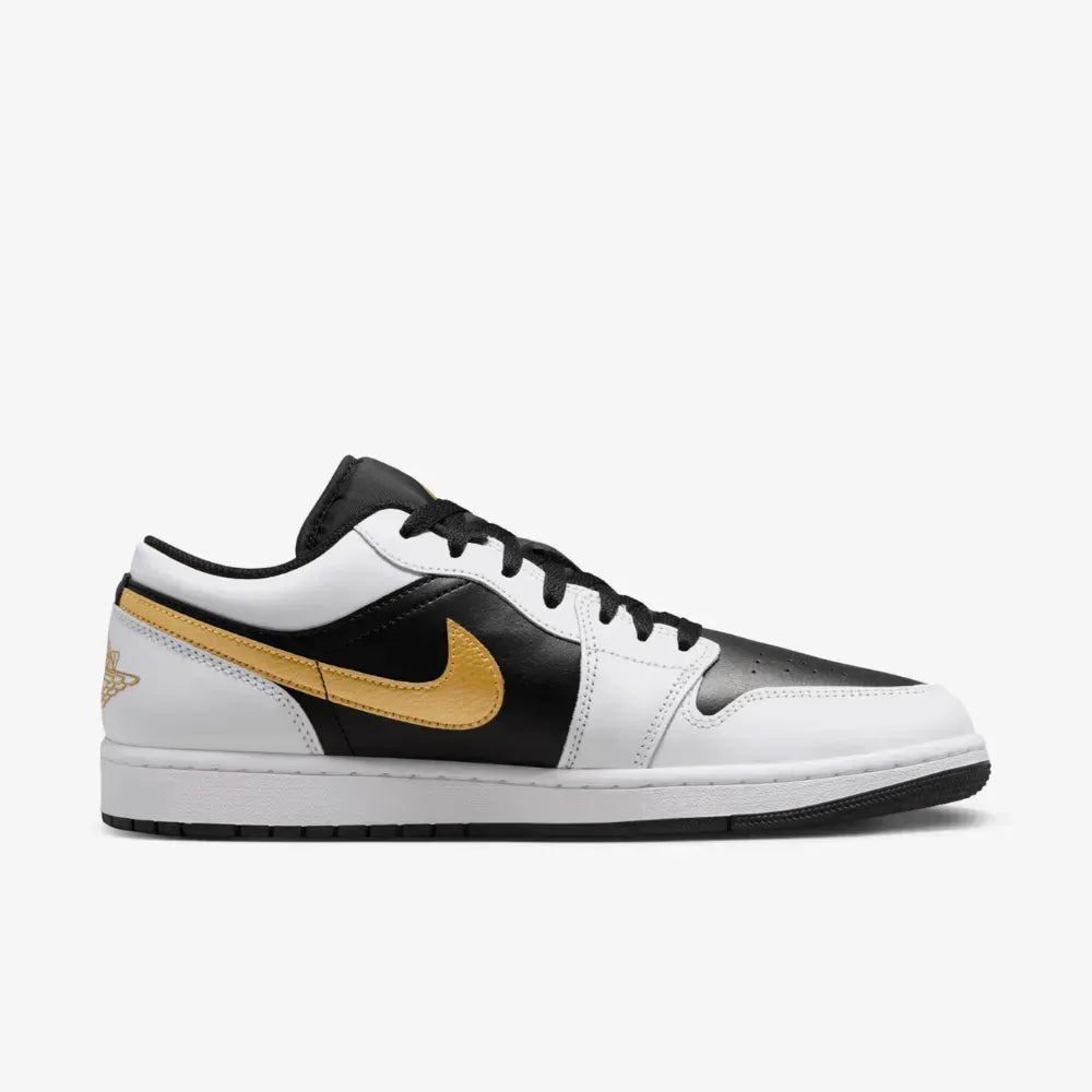 AJ 1 Low - White Black Metallic Gold Swoosh