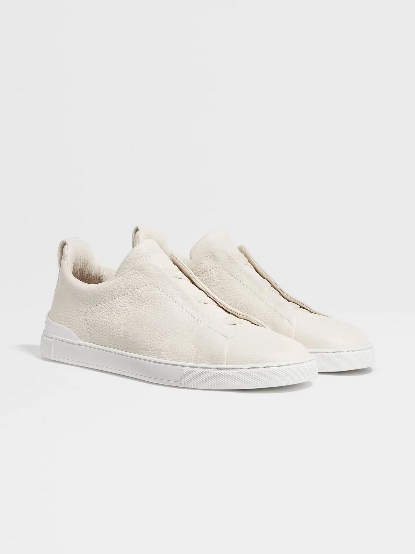 ZGN Triple Stitch White Leather Sneakers