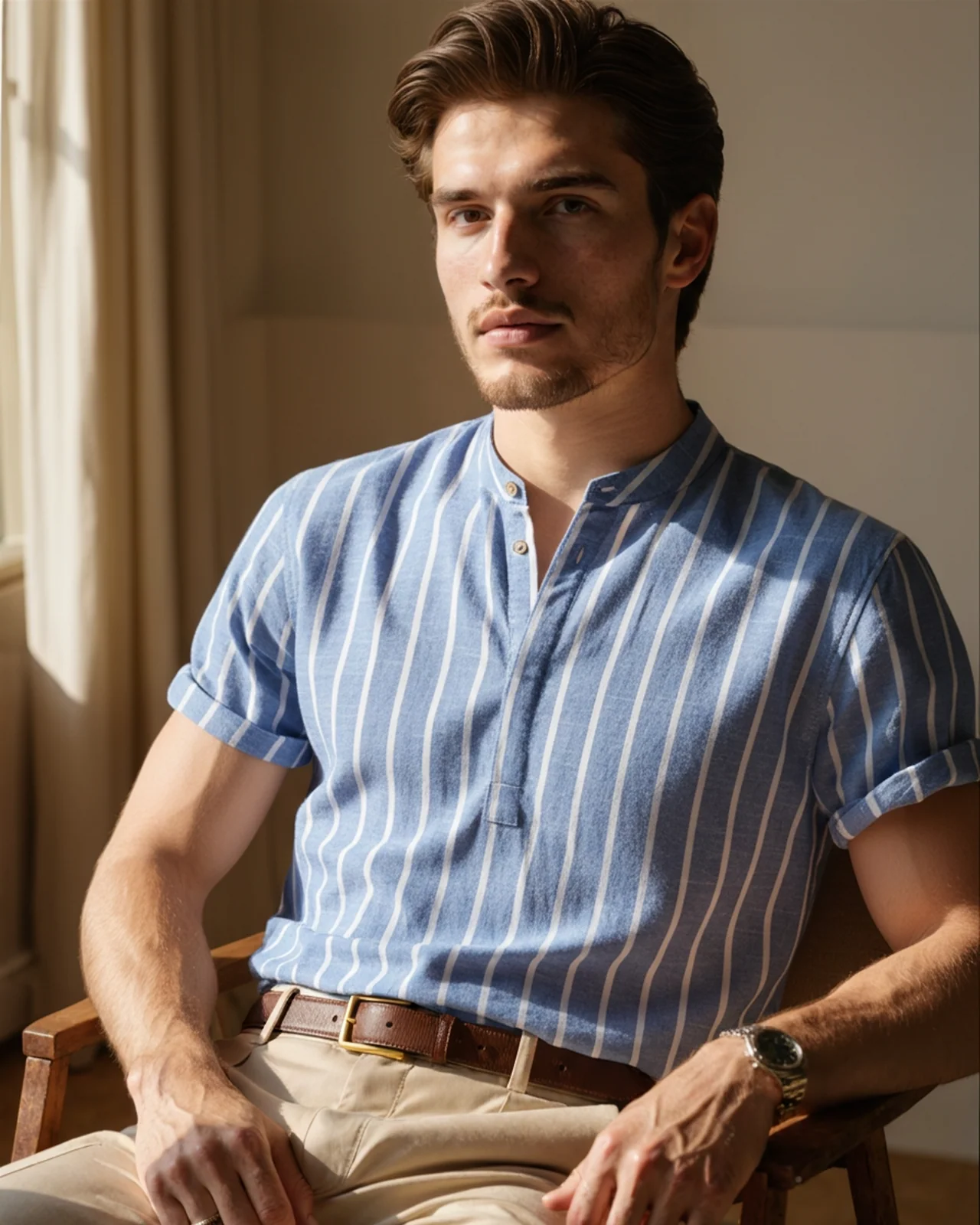 Linen Stripe Shirt – Blue