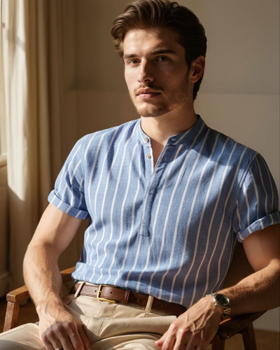 Linen Stripe Shirt – Blue