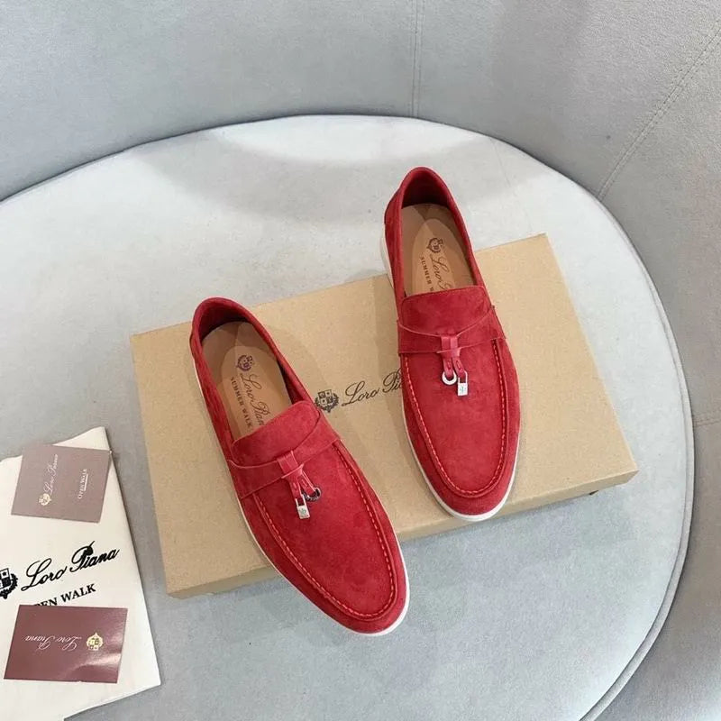 LRP Summer Walk Loafers – Red Suede (Metal Detail)