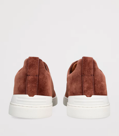 ZGN Triple Stitch Rust Brown Suede Sneakers