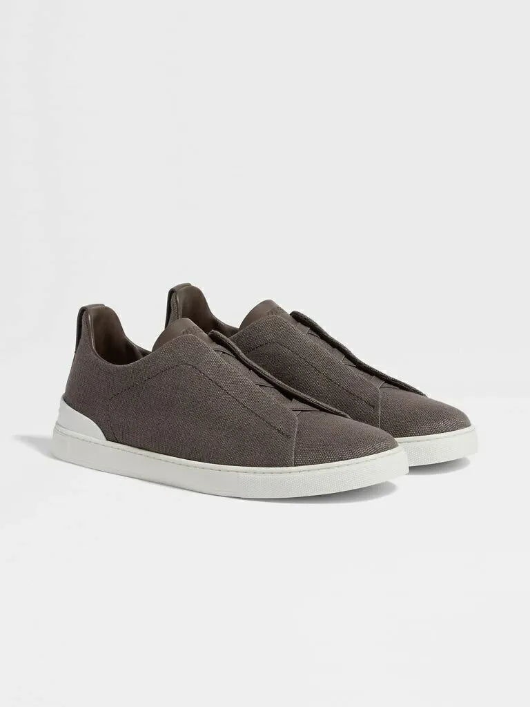 ZGN Triple Stitch Brown Canvas Sneakers