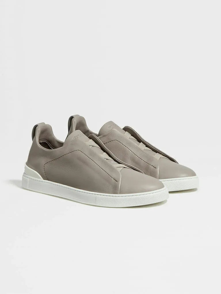ZGN Triple Stitch Leather Sneakers – Grey